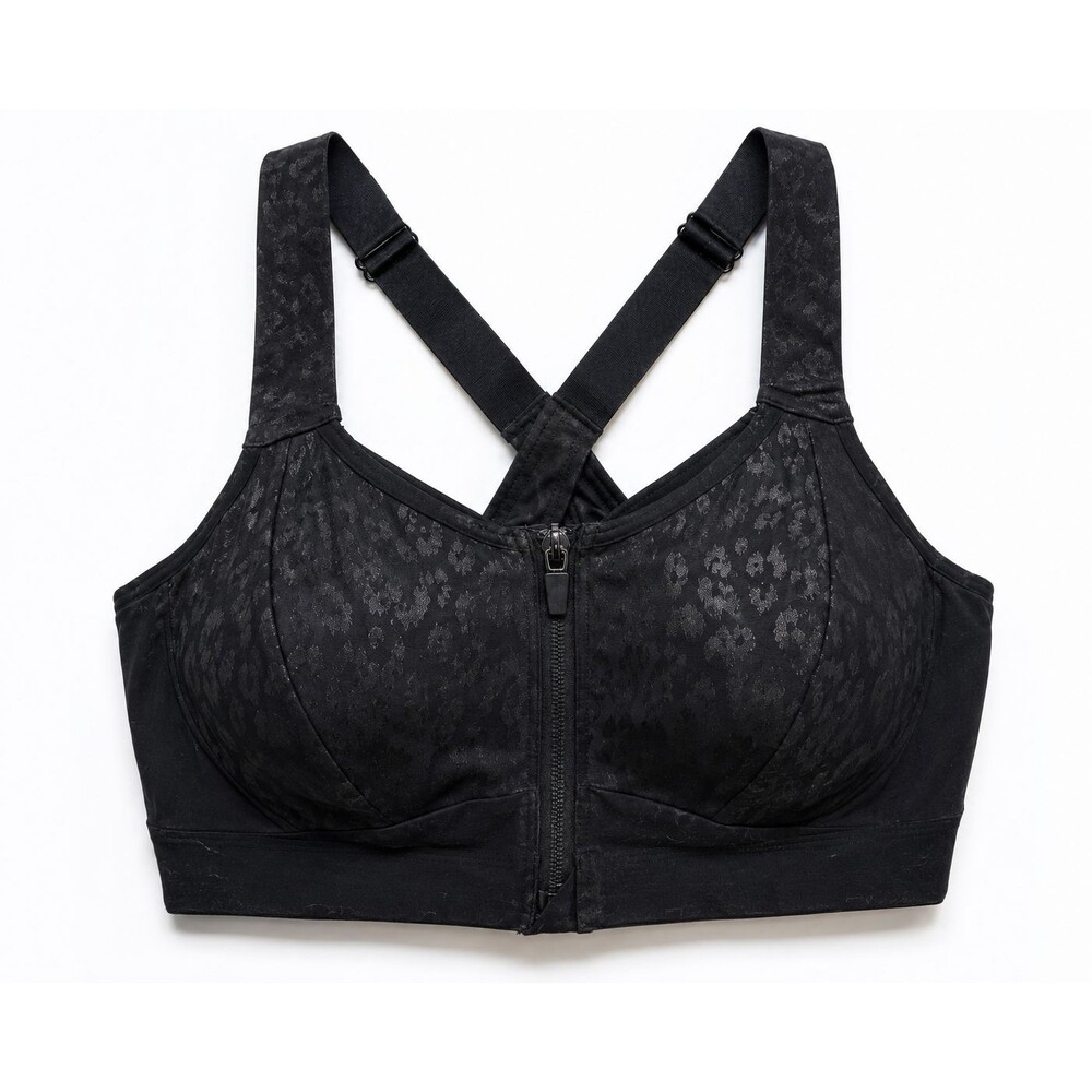 Victoria's Secret Incredible Knockout Ultra Max Sports Bra 34DDD Black Zip Front